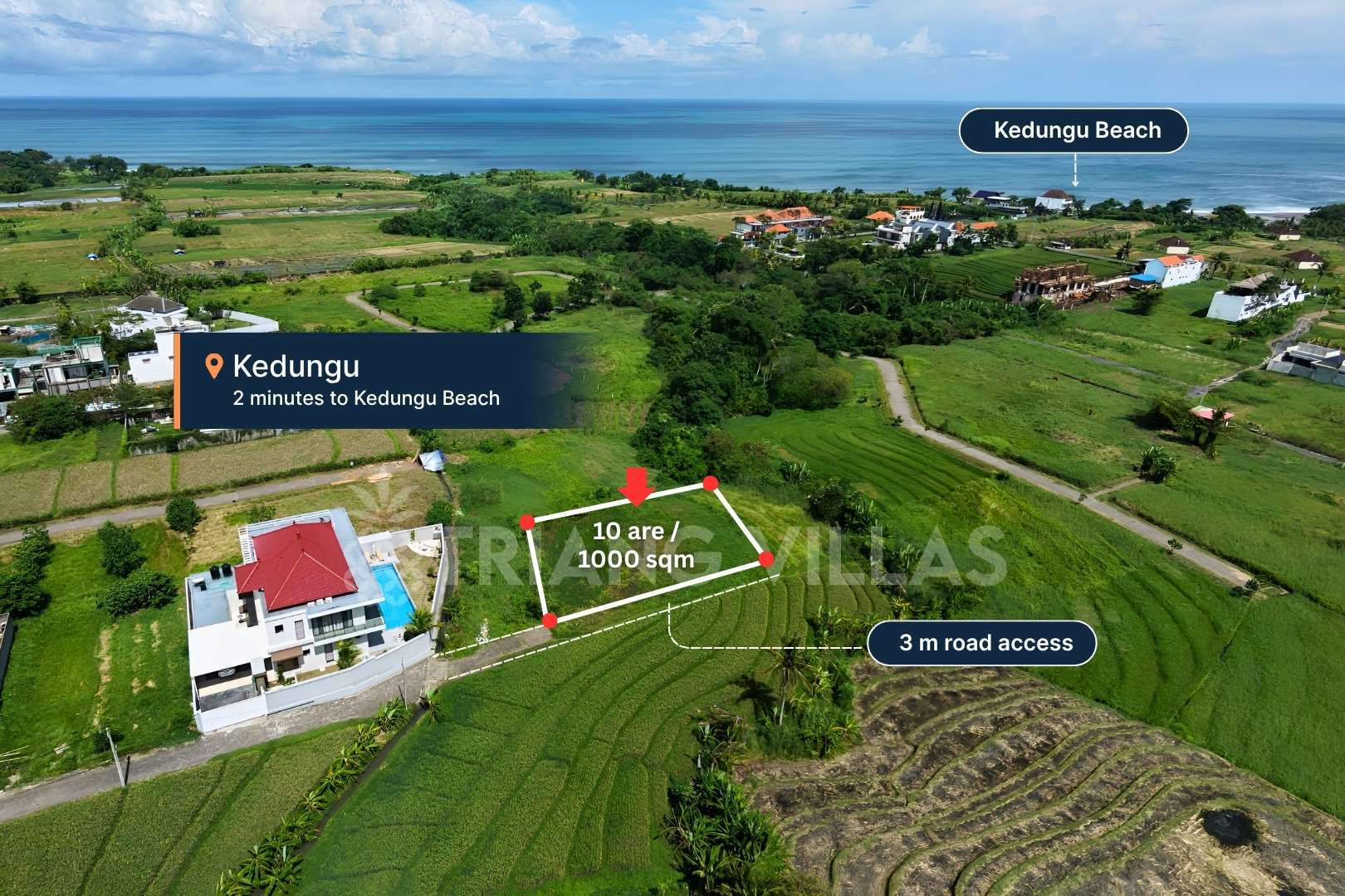 Splittable 10-Are Land For Leasehold in Kedungu image 1
