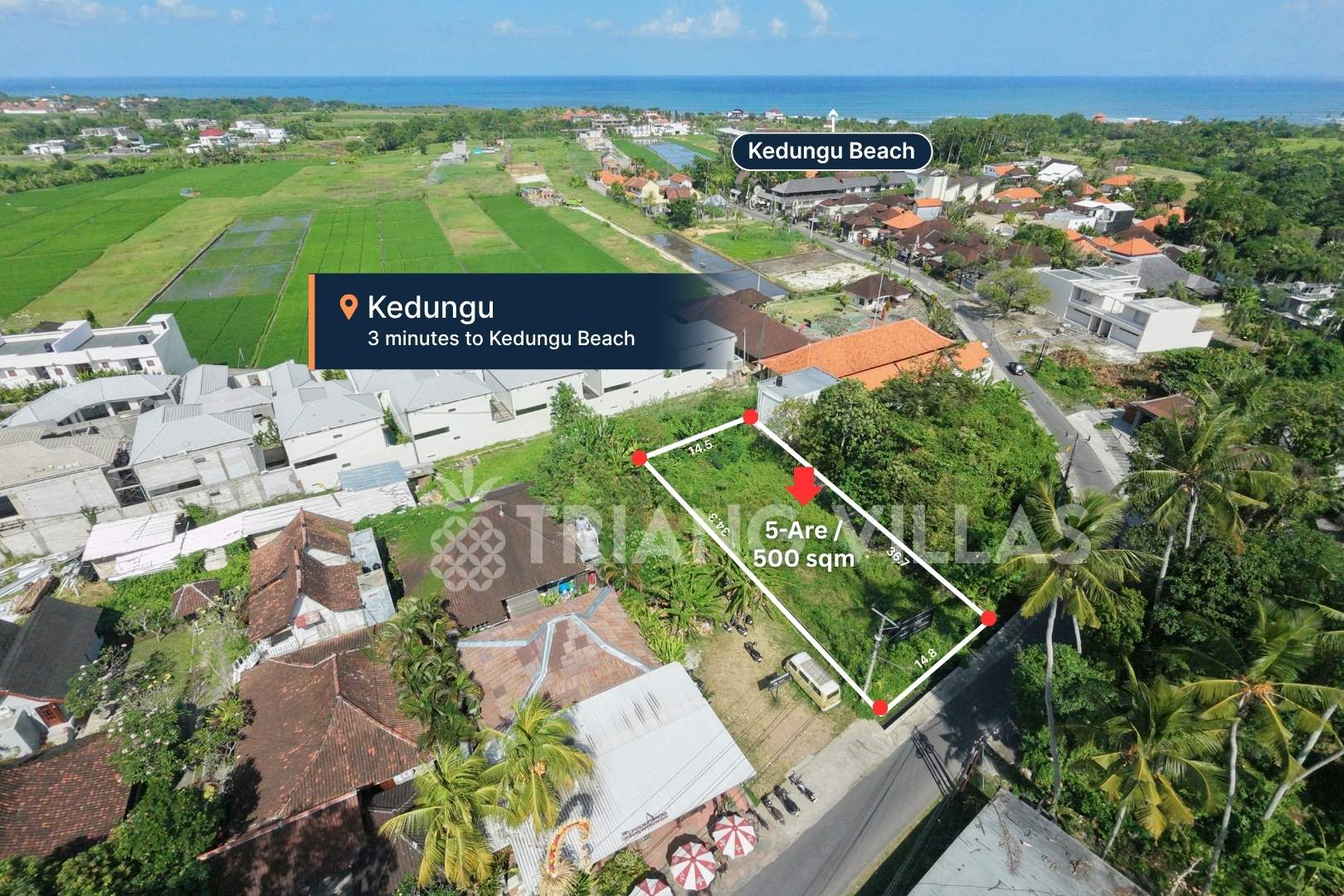 Secure 5-Are Land For Leasehold Near Kedungu Beach